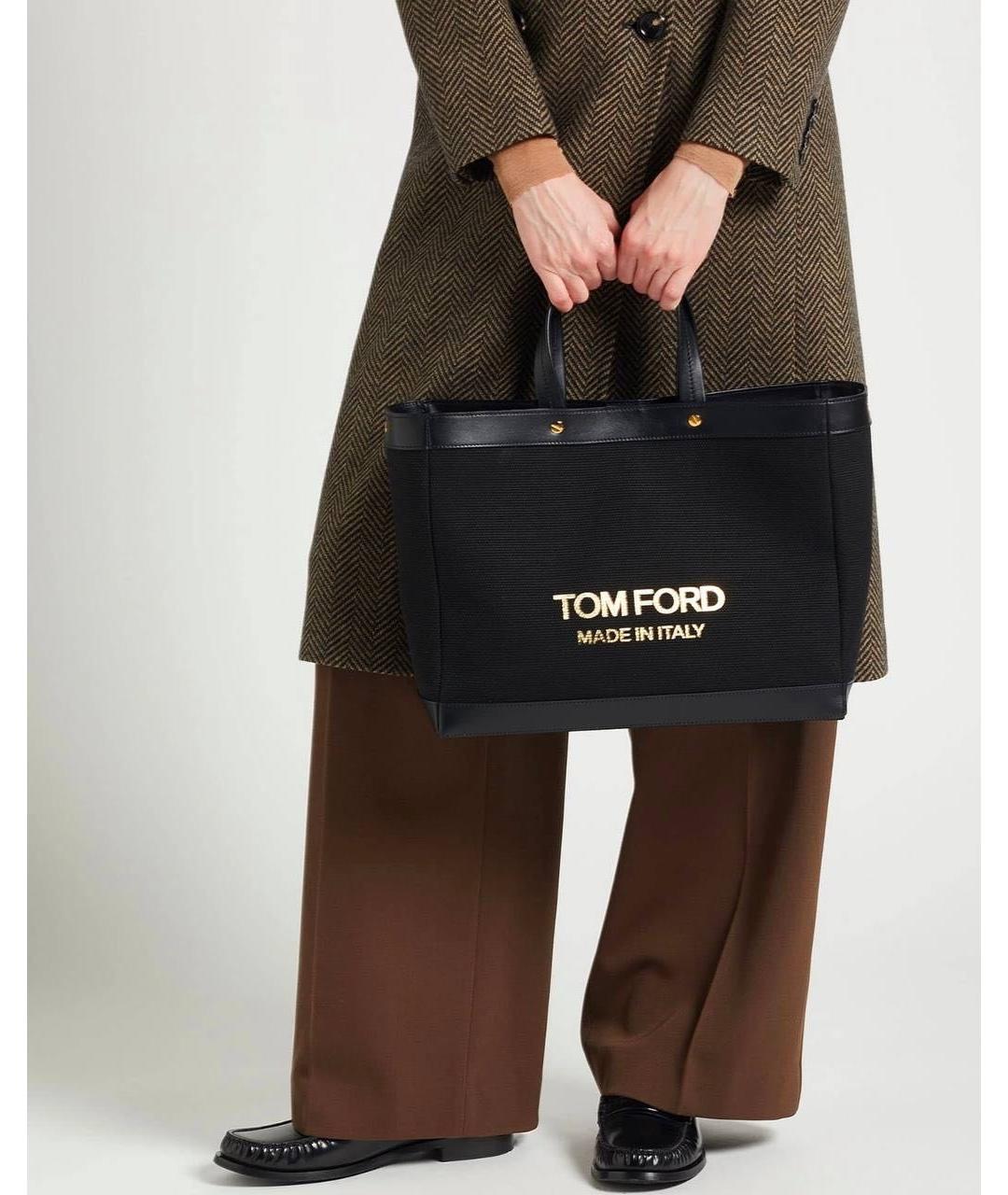 TOM FORD Черная хлопковая сумка тоут, фото 3