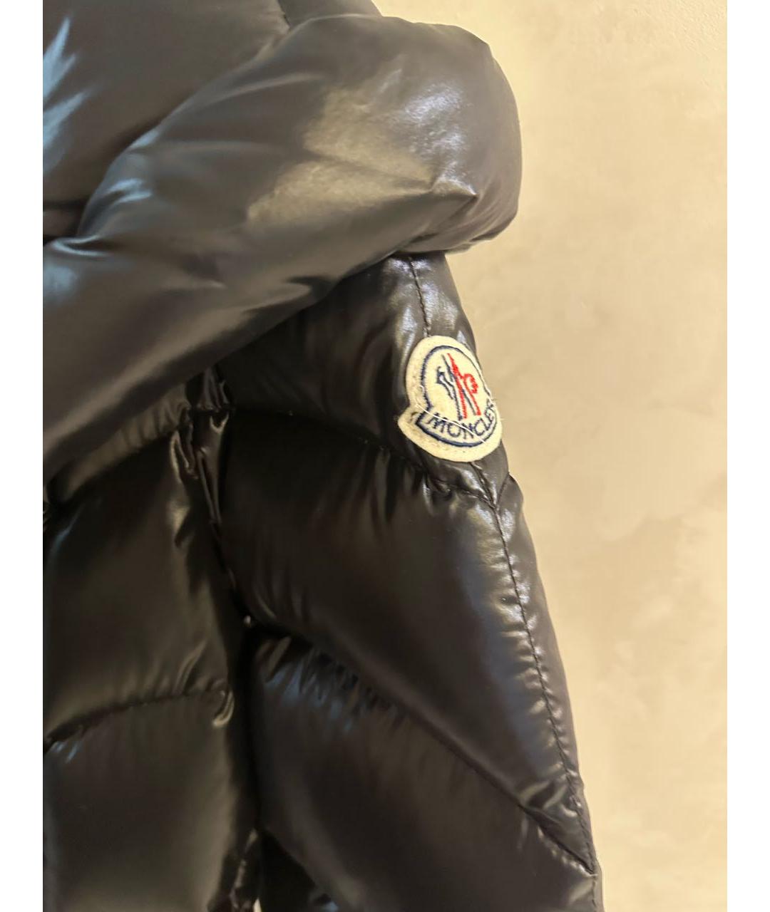 MONCLER Черный полиэстеровый пуховик, фото 4