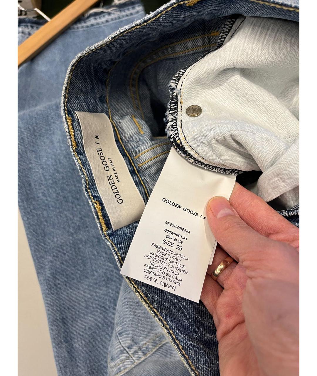 GOLDEN GOOSE DELUXE BRAND Синие хлопковые прямые джинсы, фото 5