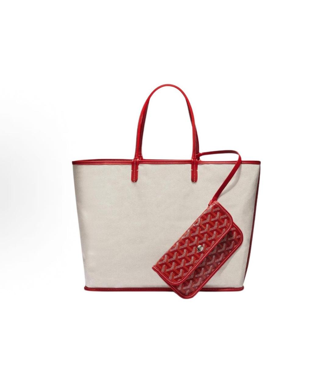 GOYARD Красная кожаная сумка тоут, фото 3