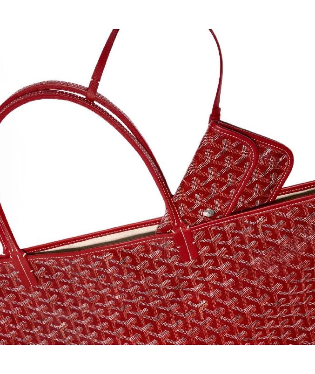 GOYARD Красная кожаная сумка тоут, фото 4