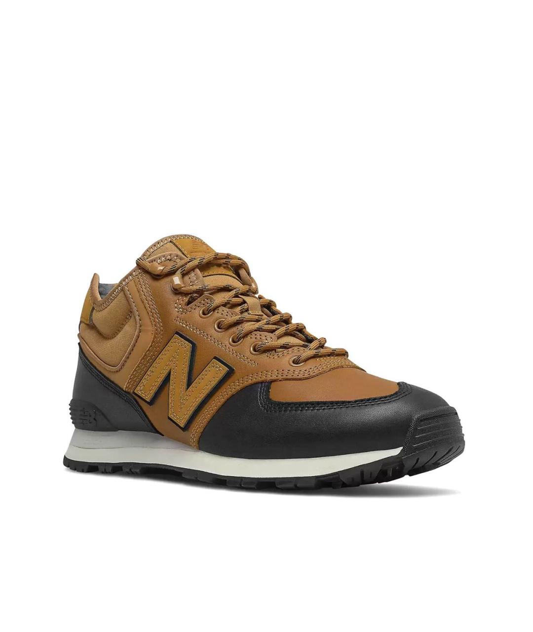 NEW BALANCE Коричневые кожаные высокие кроссовки / кеды, фото 2