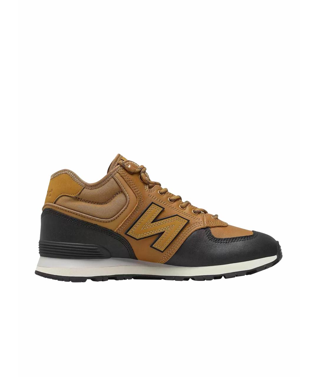 NEW BALANCE Коричневые кожаные высокие кроссовки / кеды, фото 1