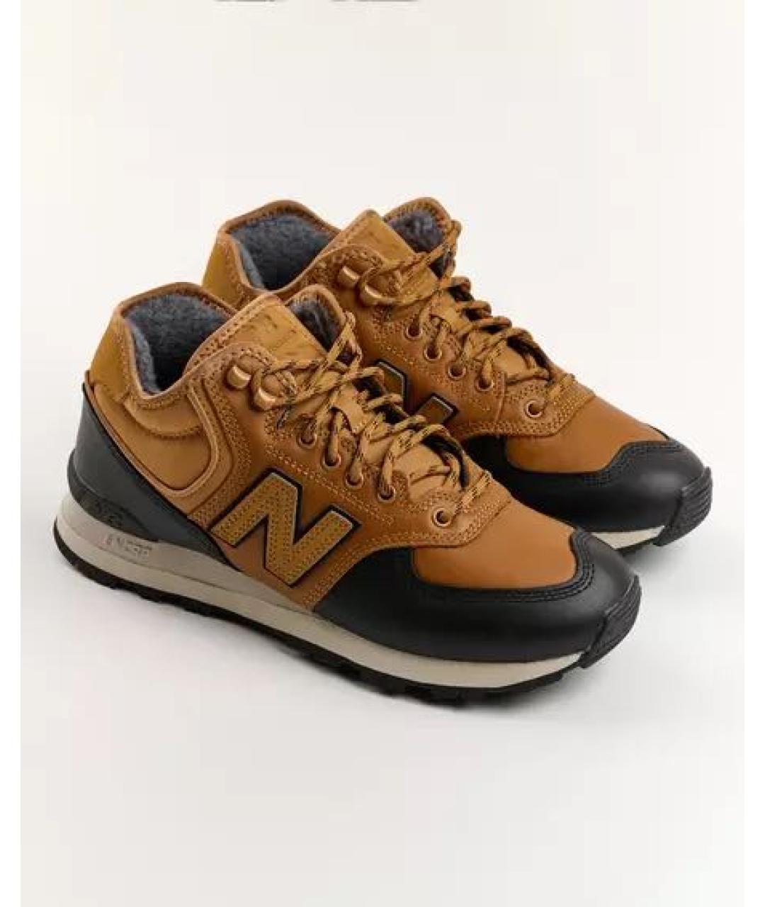 NEW BALANCE Коричневые кожаные высокие кроссовки / кеды, фото 6