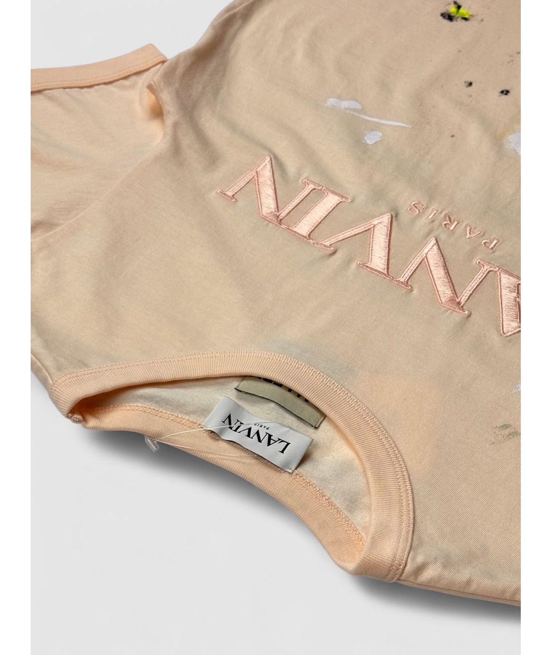 LANVIN Коралловая хлопковая футболка, фото 4