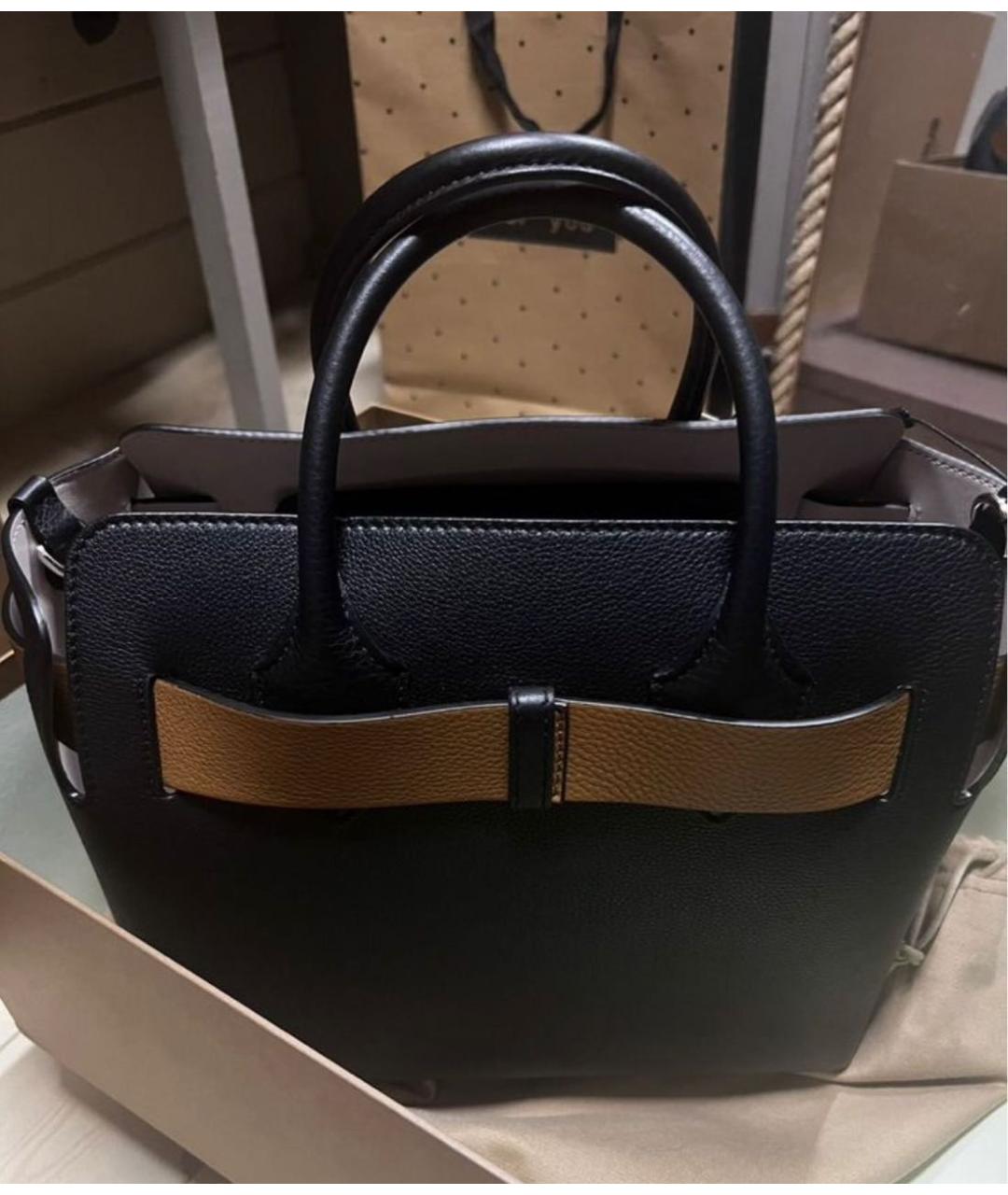 BURBERRY Черная кожаная сумка тоут, фото 3