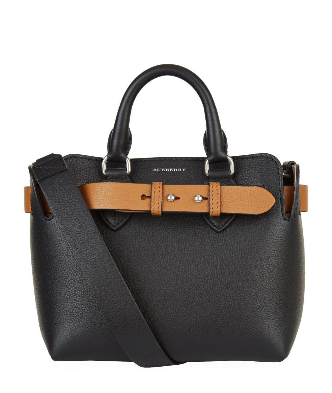 BURBERRY Черная кожаная сумка тоут, фото 1