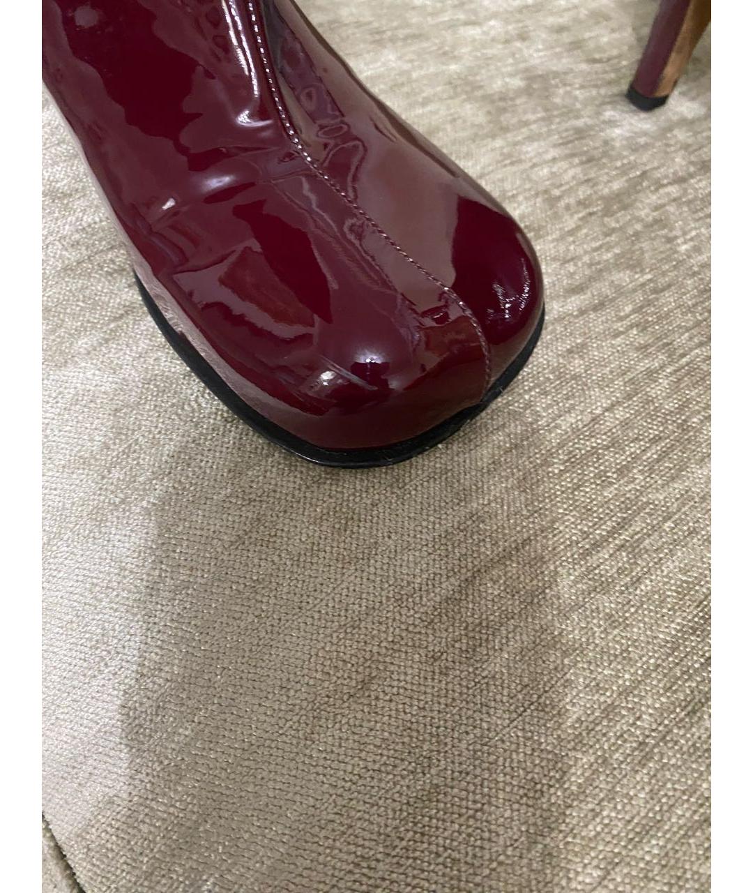 BOTTEGA VENETA Бордовые ботильоны из лакированной кожи, фото 7