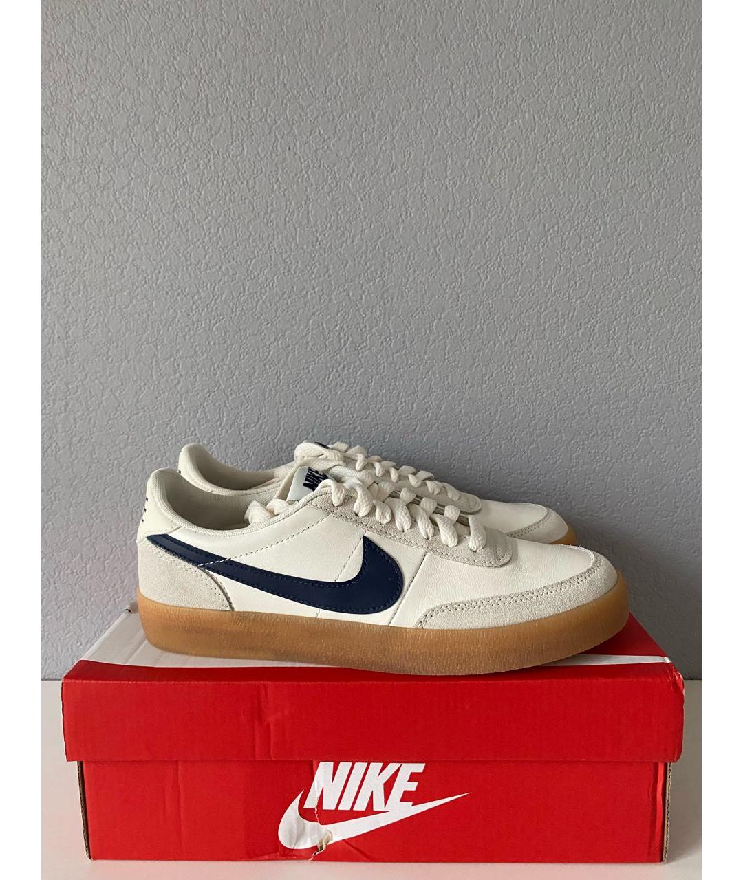 NIKE Бежевые кожаные кроссовки, фото 4