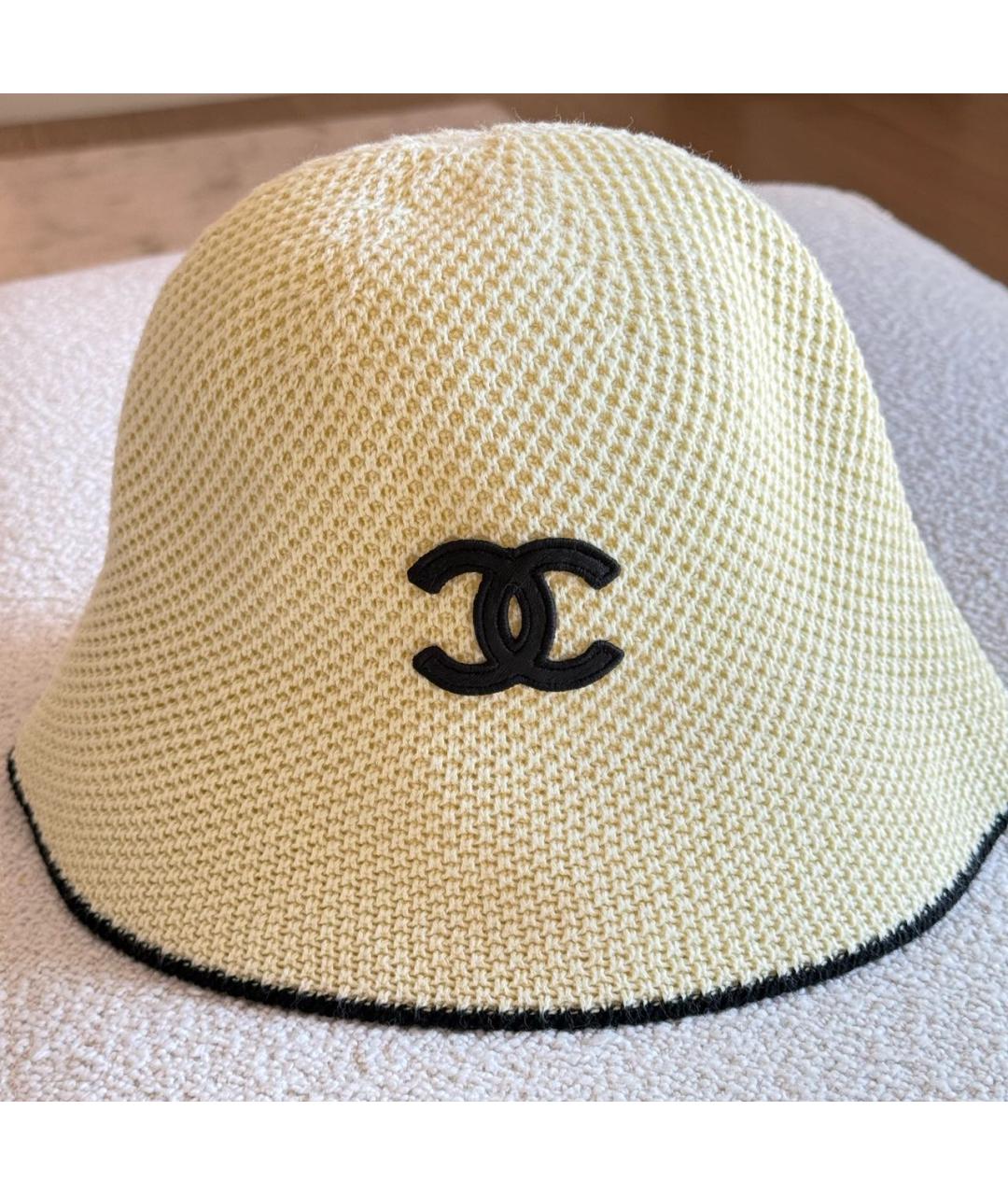 CHANEL Желтая хлопковая панама, фото 6