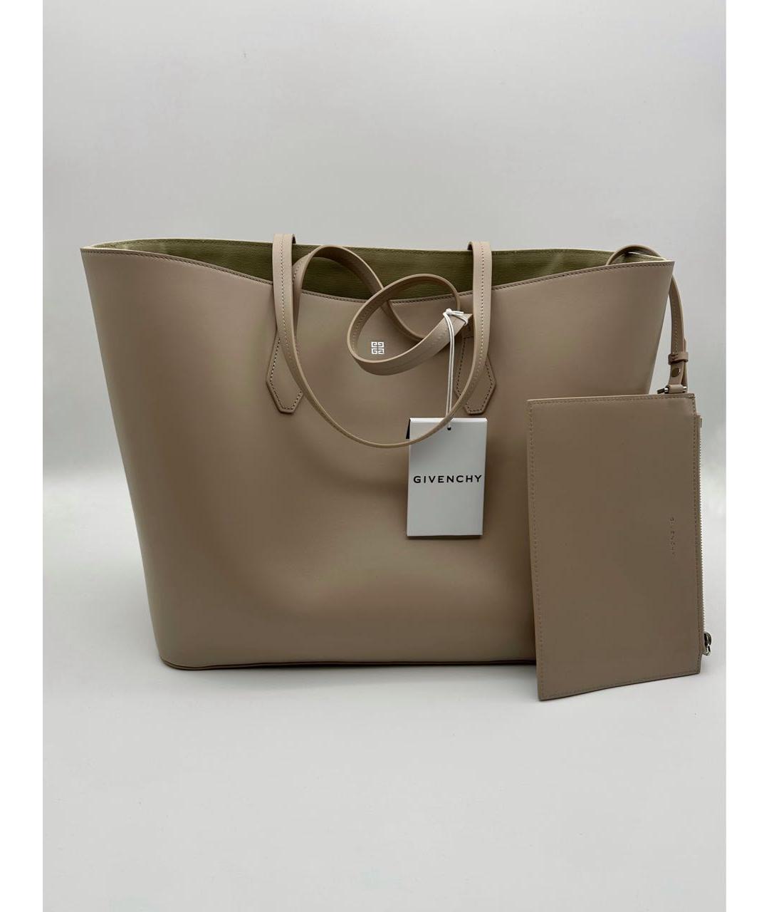 GIVENCHY Бежевая кожаная сумка тоут, фото 5