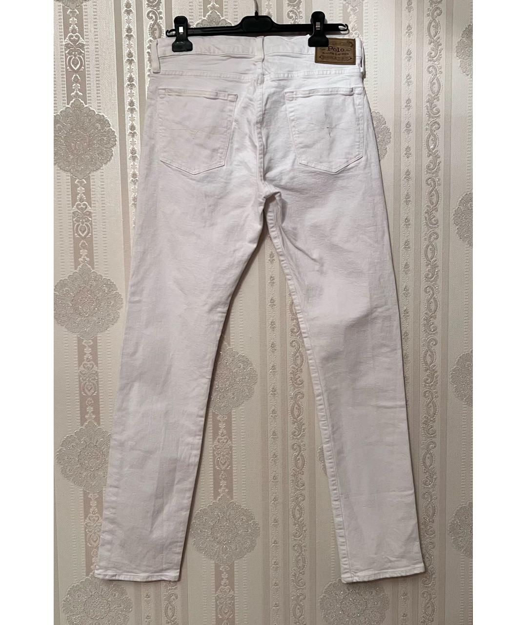 POLO RALPH LAUREN Белые хлопковые джинсы скинни, фото 2
