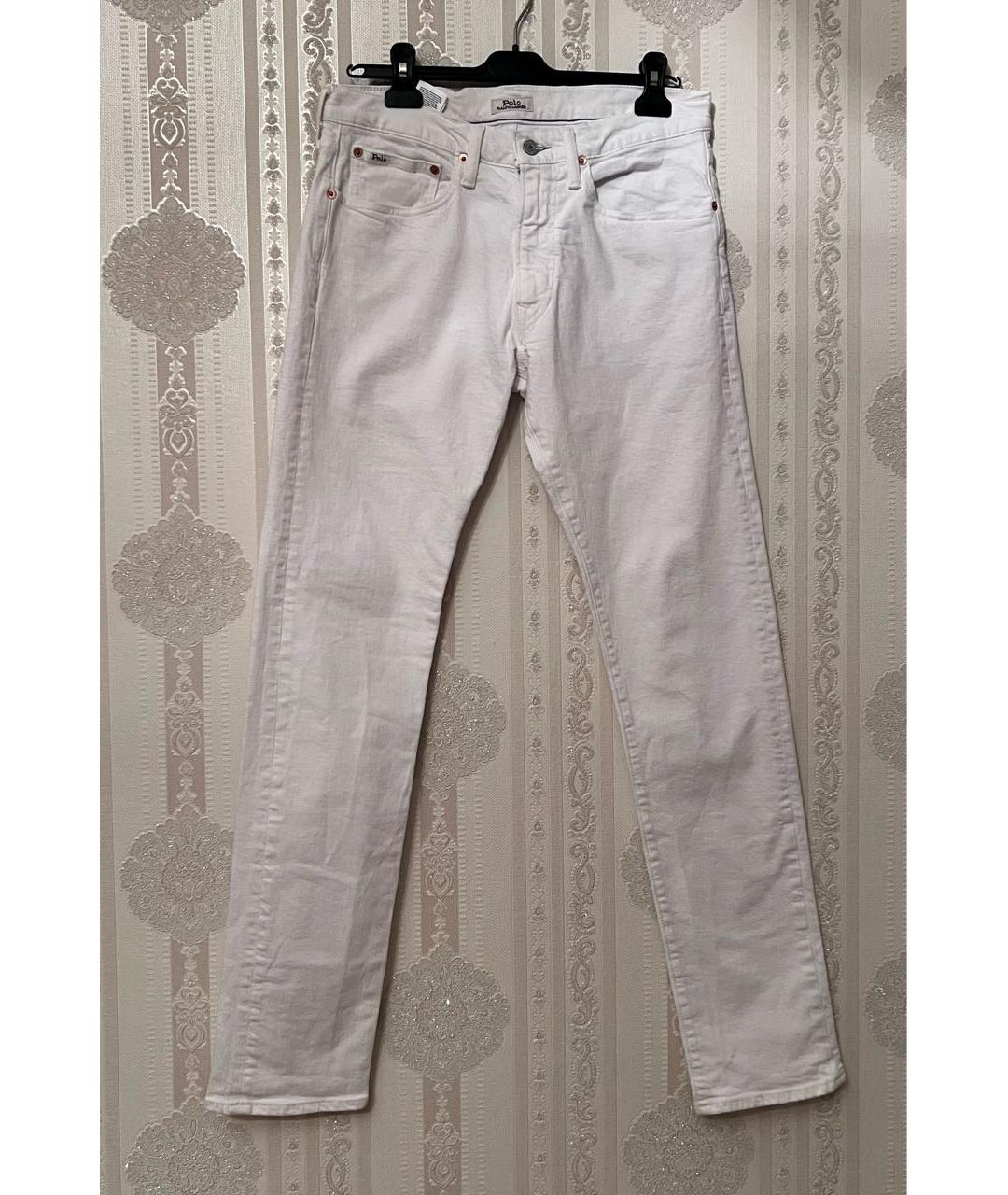 POLO RALPH LAUREN Белые хлопковые джинсы скинни, фото 4