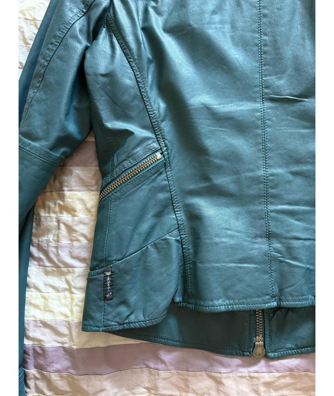 ARMANI JEANS Зеленая кожаная куртка, фото 5