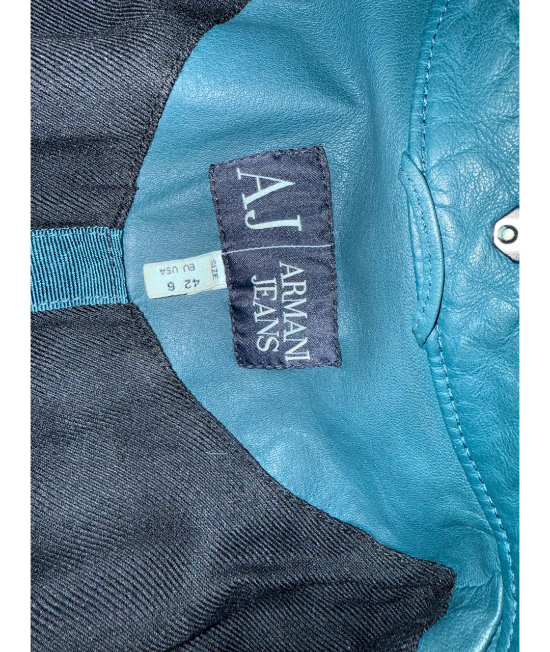 ARMANI JEANS Зеленая кожаная куртка, фото 6