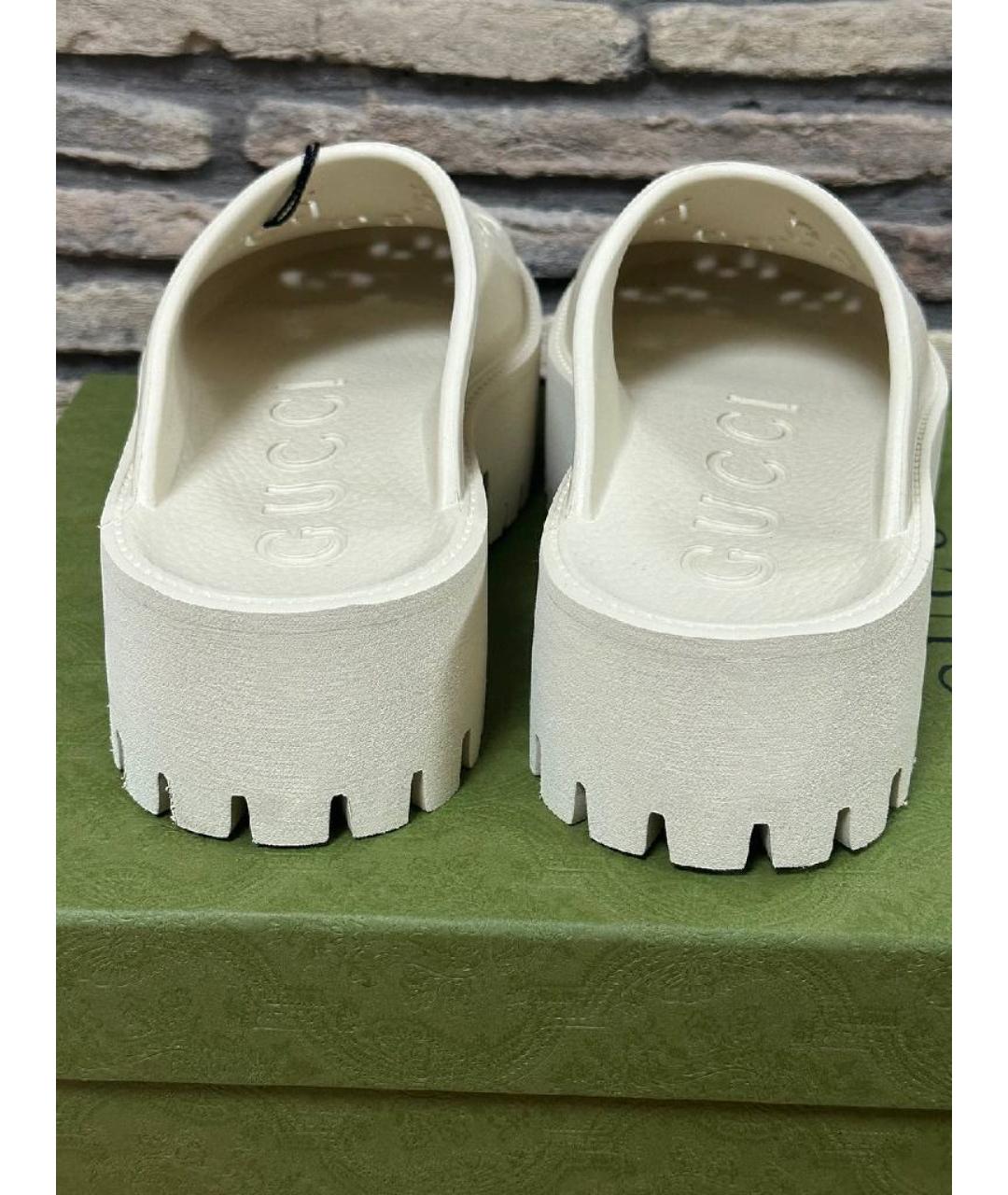 GUCCI Бежевые резиновые сабо, фото 3