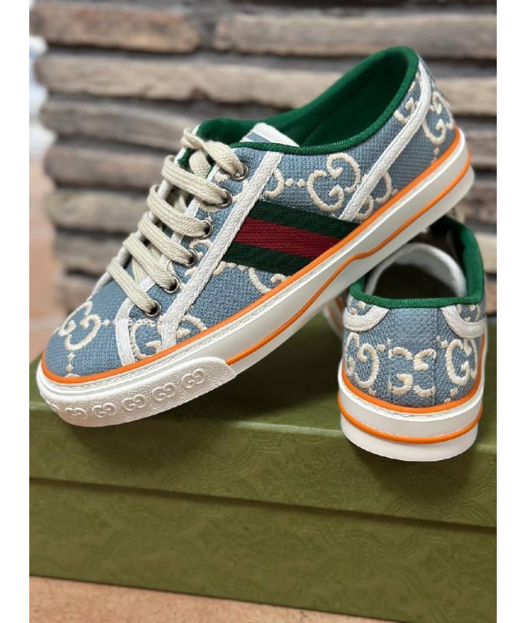 GUCCI Голубые кеды, фото 3