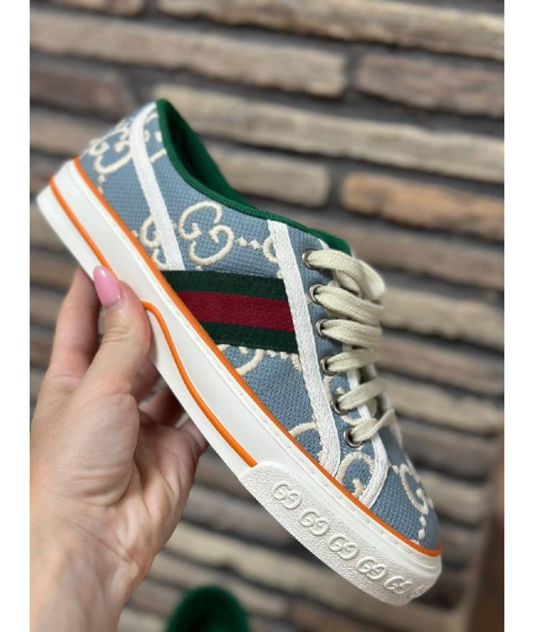 GUCCI Голубые кеды, фото 5