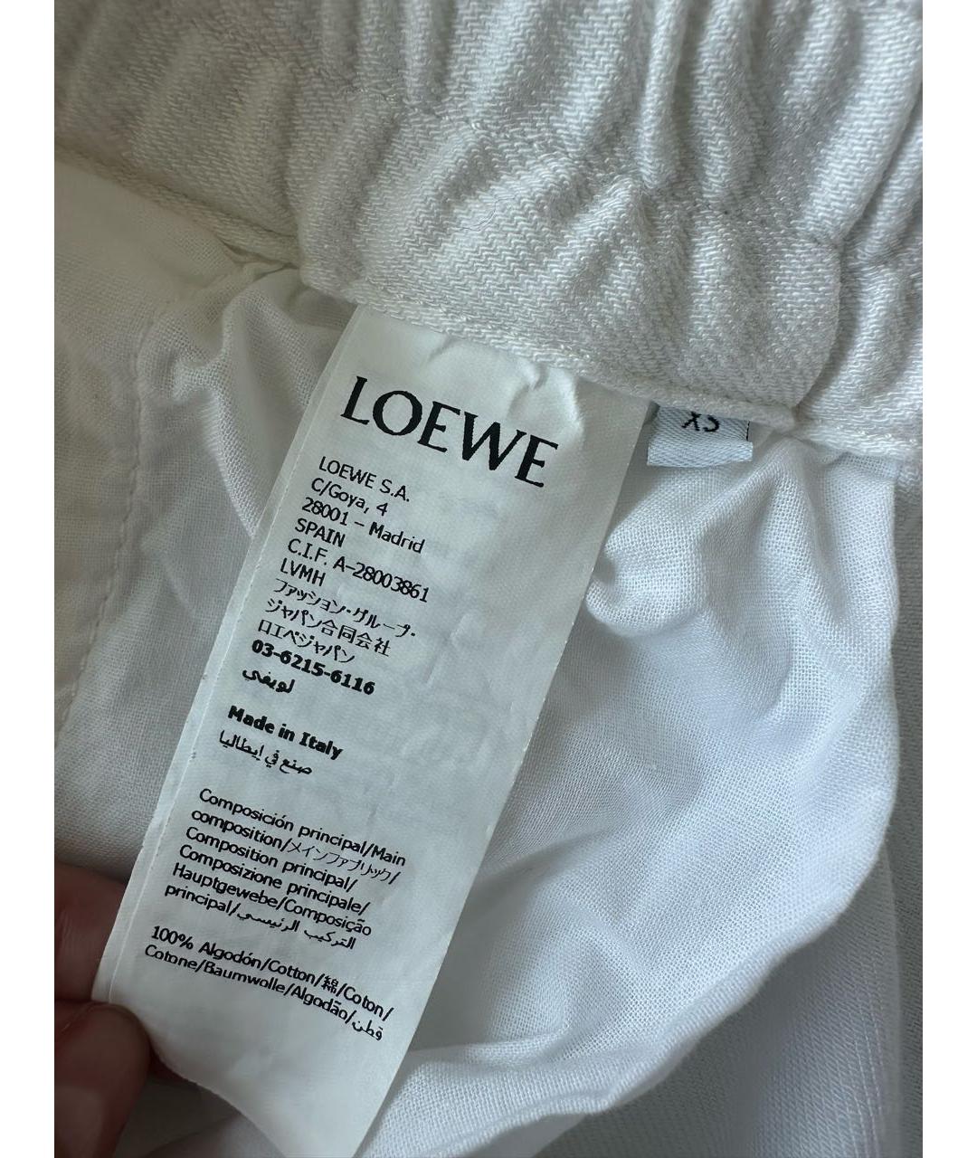 LOEWE Белые хлопковые брюки широкие, фото 5