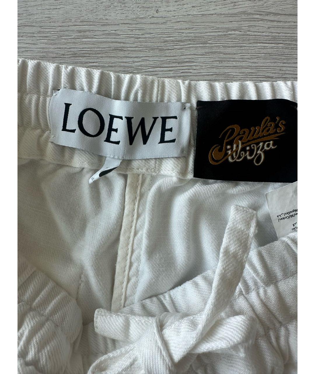 LOEWE Белые хлопковые брюки широкие, фото 3