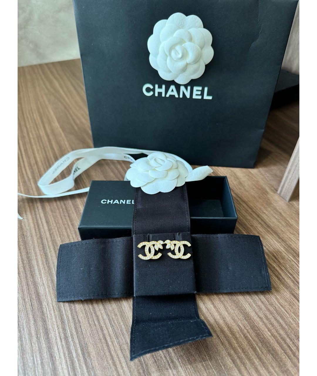 CHANEL Золотые металлические серьги, фото 6