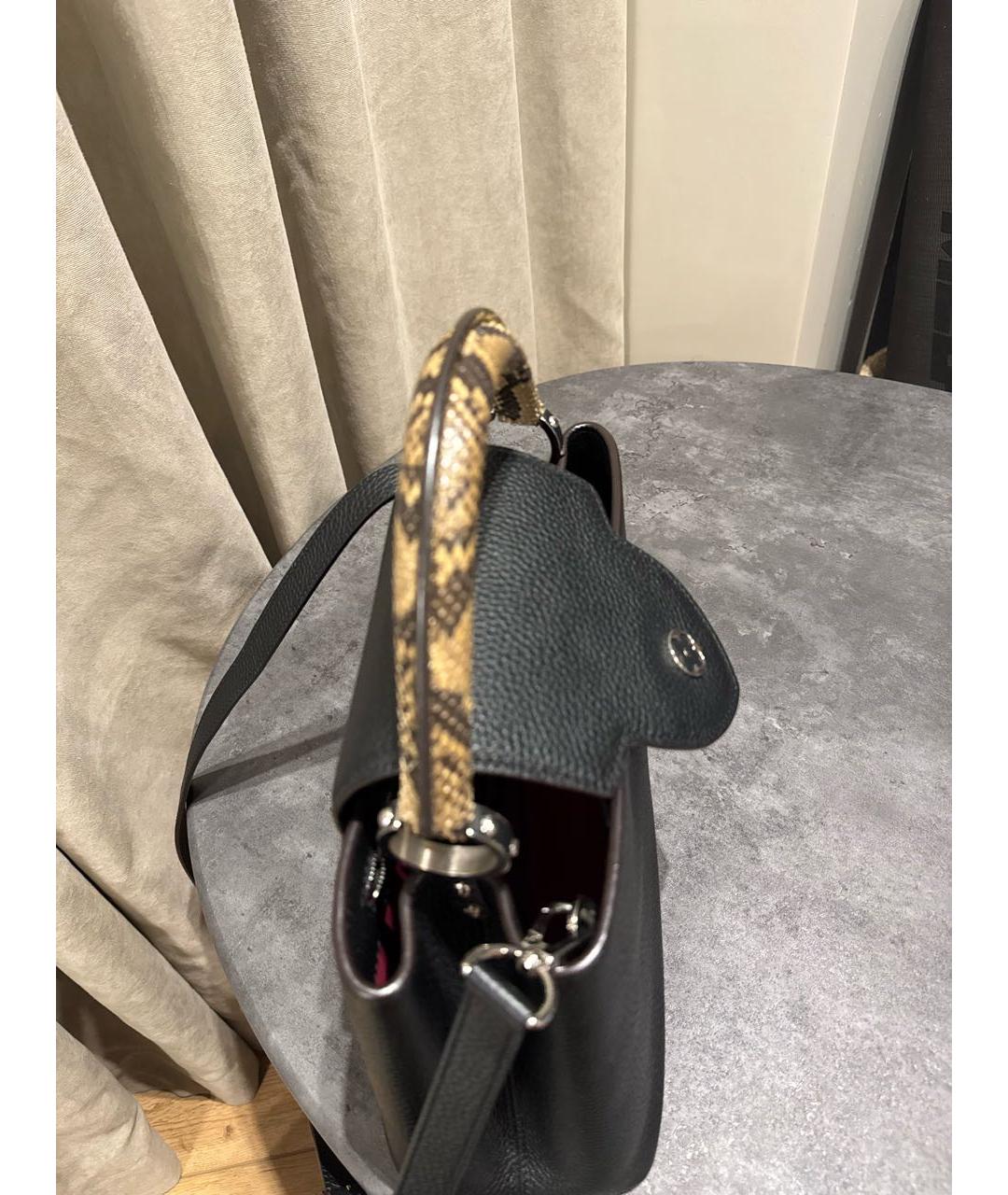 LOUIS VUITTON Черная кожаная сумка с короткими ручками, фото 5