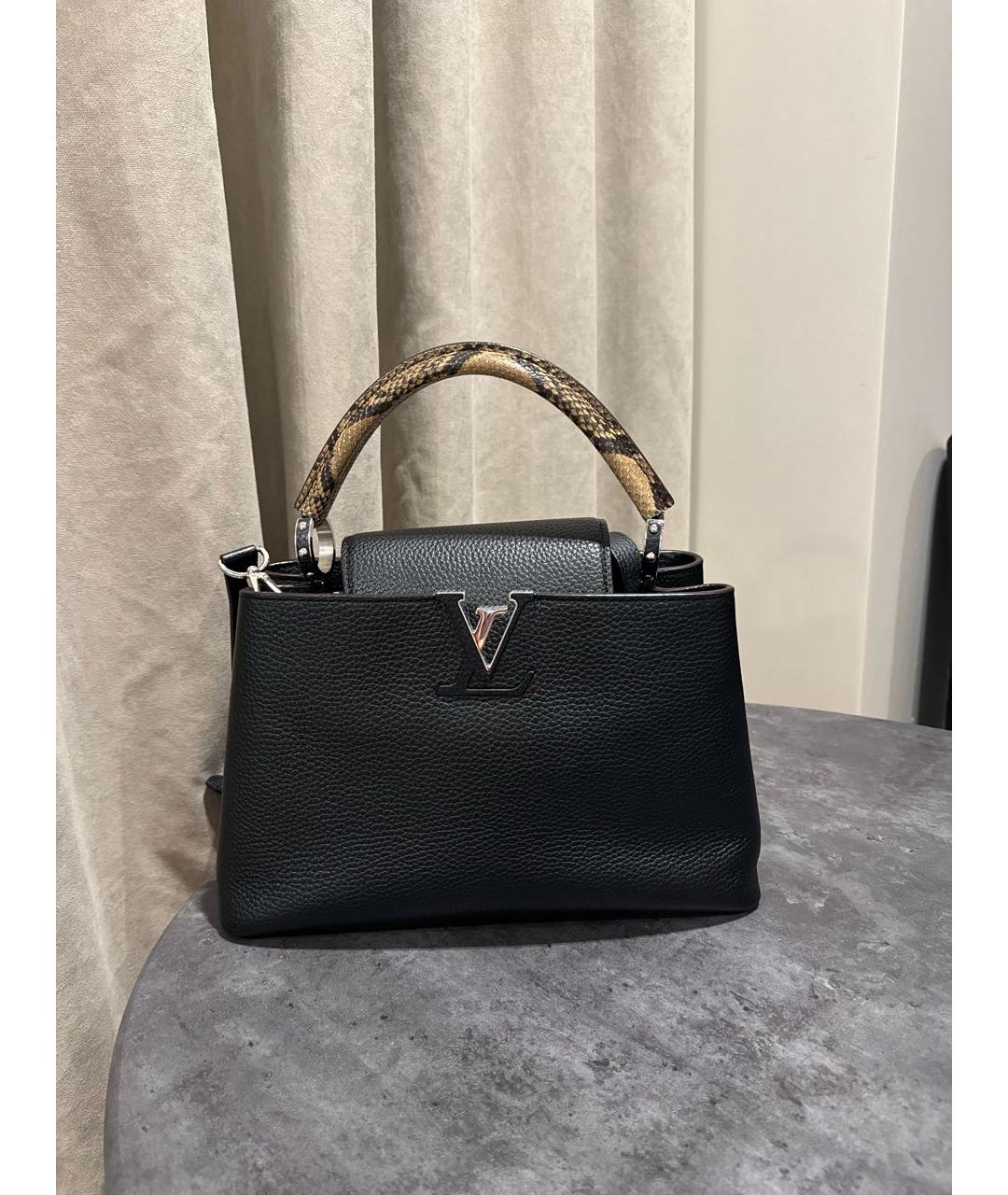 LOUIS VUITTON Черная кожаная сумка с короткими ручками, фото 7