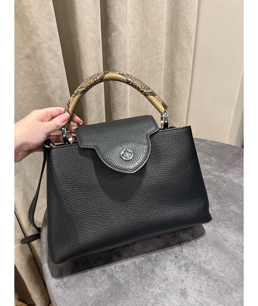 LOUIS VUITTON Черная кожаная сумка с короткими ручками, фото 6