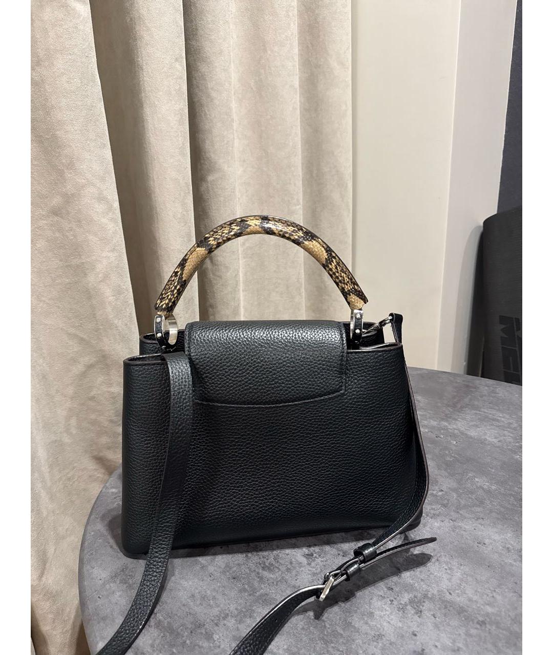 LOUIS VUITTON Черная кожаная сумка с короткими ручками, фото 3