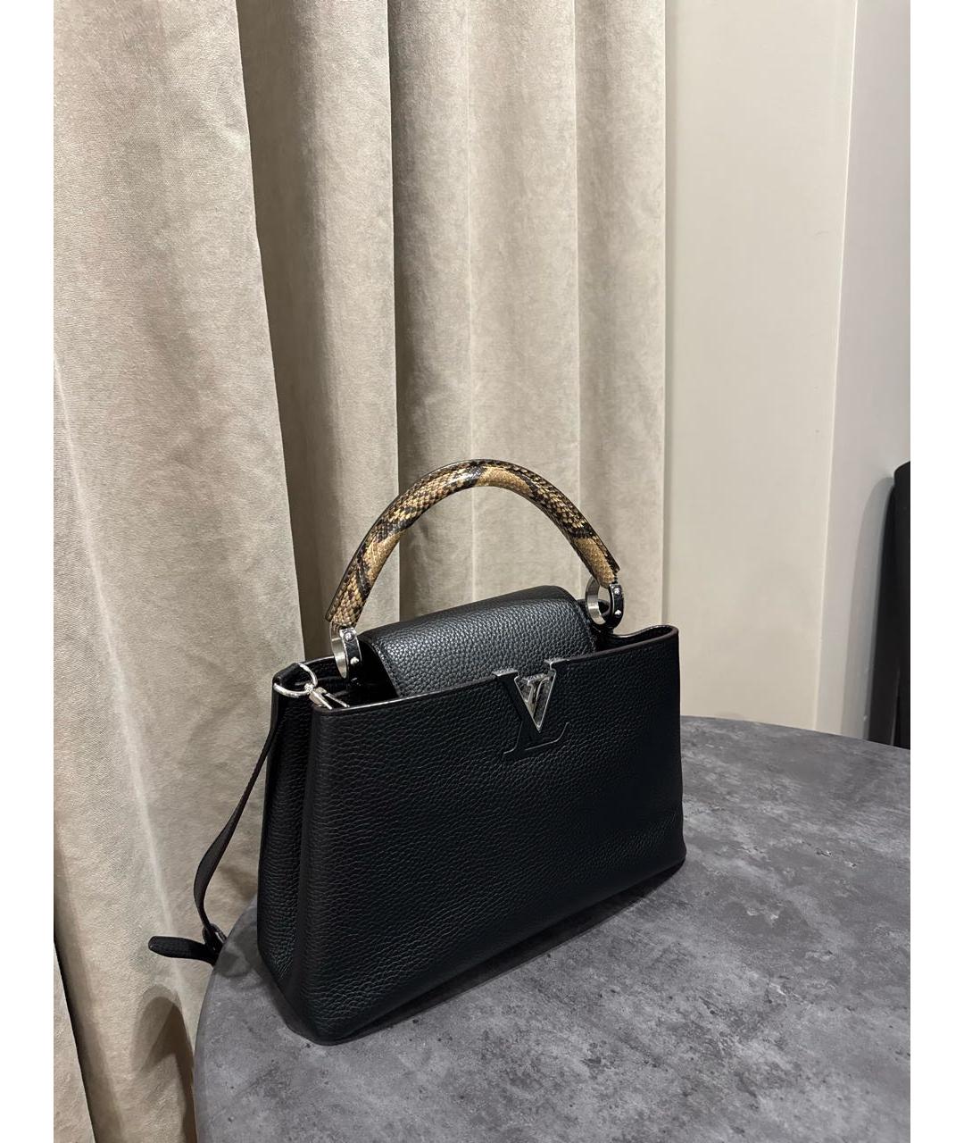 LOUIS VUITTON Черная кожаная сумка с короткими ручками, фото 2