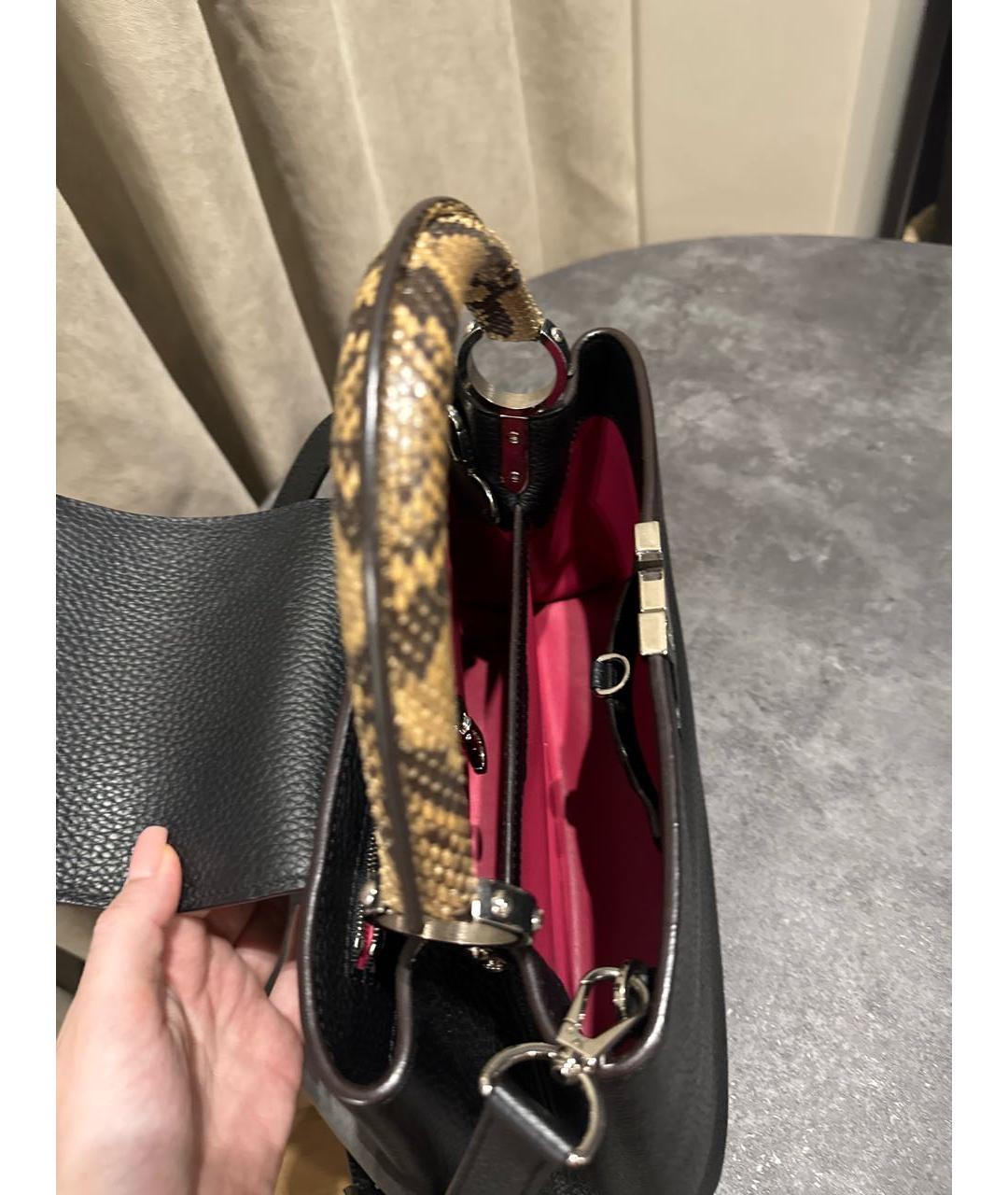 LOUIS VUITTON Черная кожаная сумка с короткими ручками, фото 4