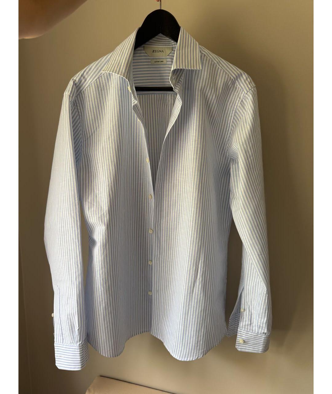 ZEGNA Голубая хлопковая классическая рубашка, фото 7