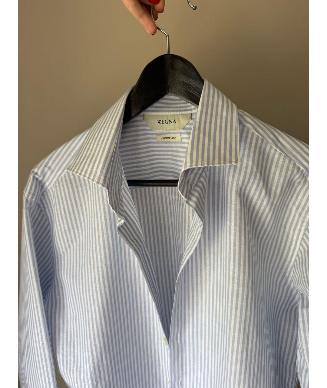 ZEGNA Голубая хлопковая классическая рубашка, фото 3