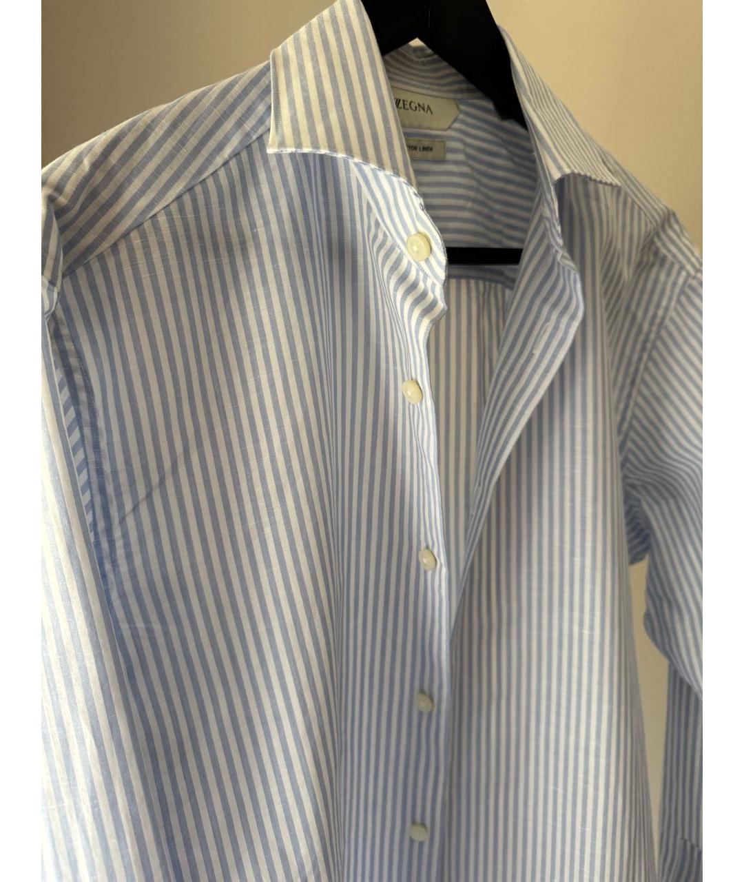 ZEGNA Голубая хлопковая классическая рубашка, фото 4