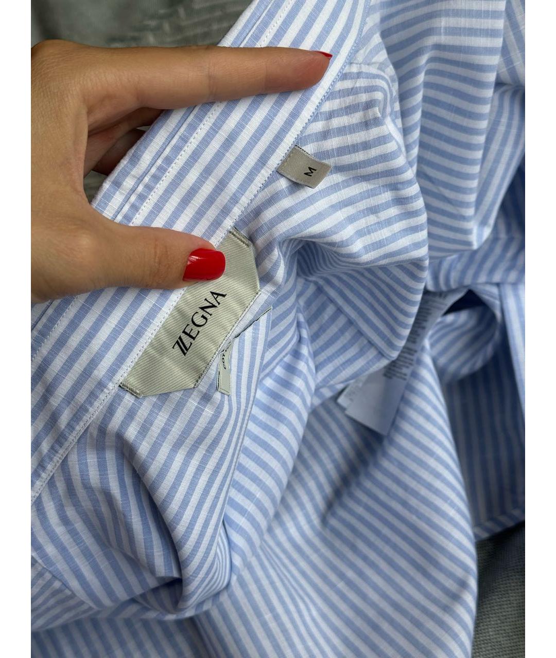 ZEGNA Голубая хлопковая классическая рубашка, фото 6