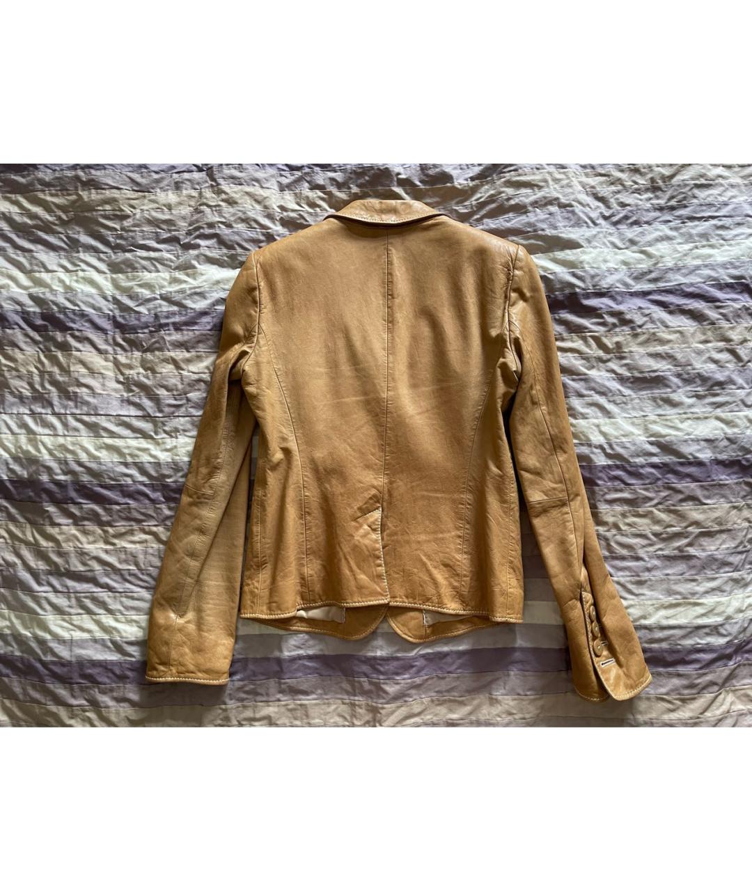 EMPORIO ARMANI Бежевая кожаная куртка, фото 2