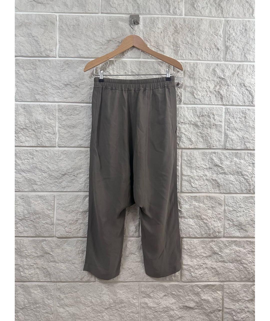 RICK OWENS Серые вискозные повседневные брюки, фото 2