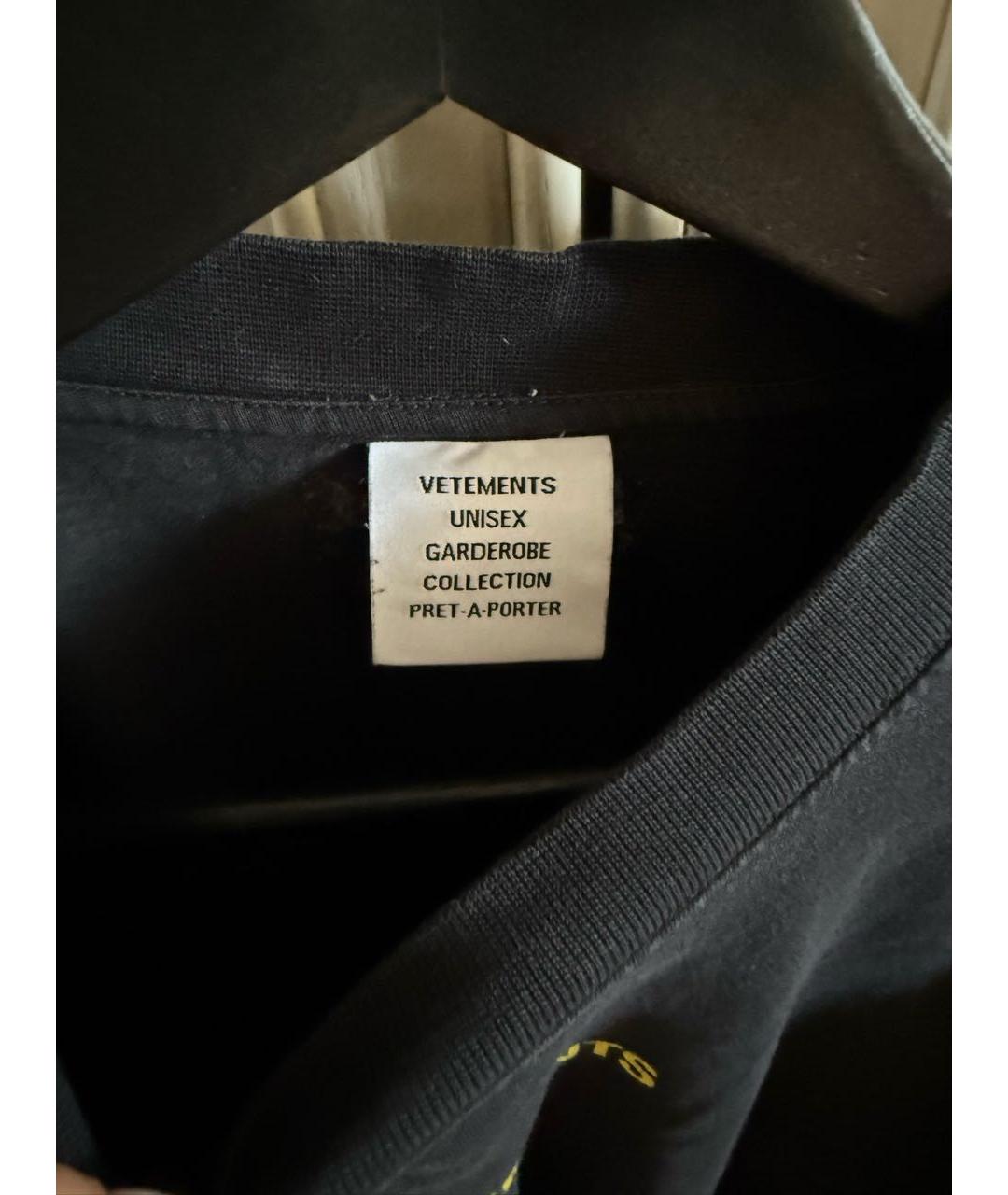 VETEMENTS Черная хлопковая футболка, фото 3