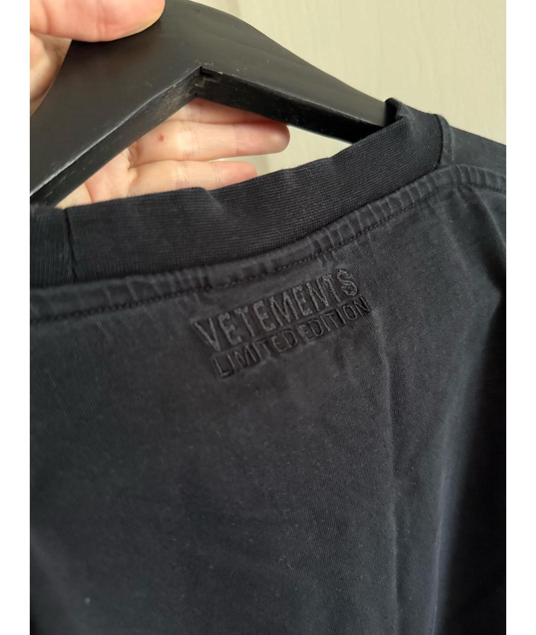 VETEMENTS Черная хлопковая футболка, фото 2