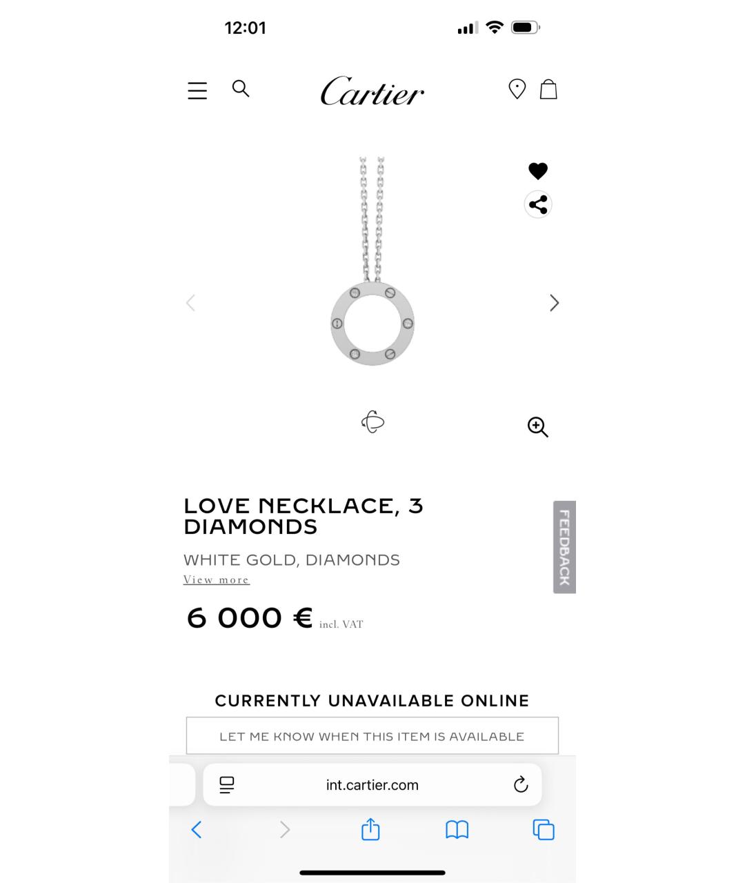 CARTIER Серебряная подвеска из белого золота, фото 6