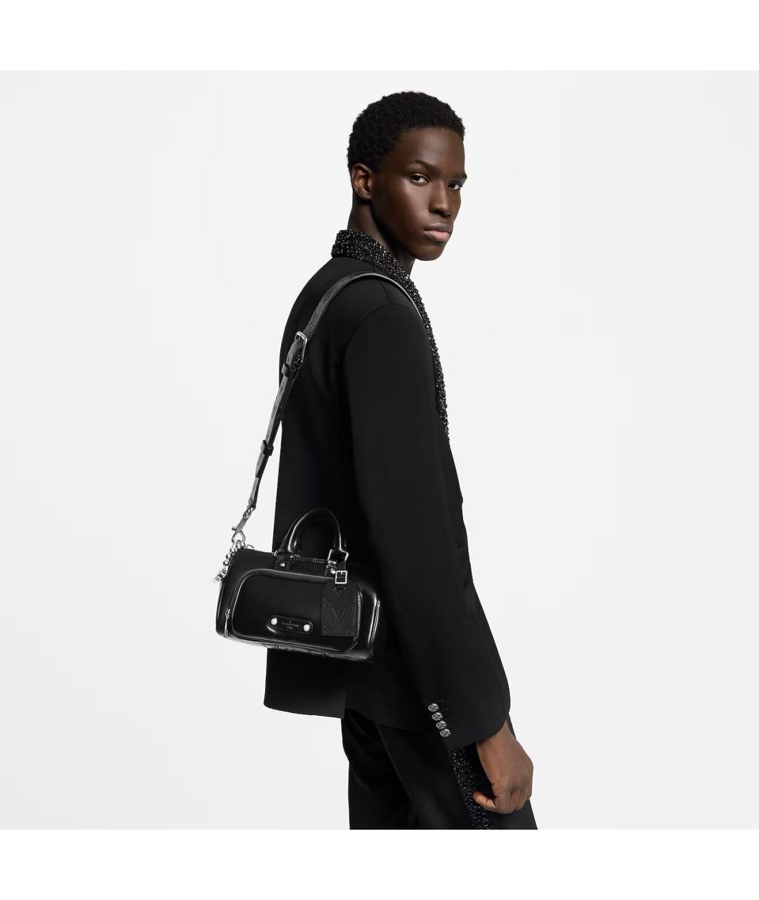 LOUIS VUITTON Черная кожаная сумка на плечо, фото 5