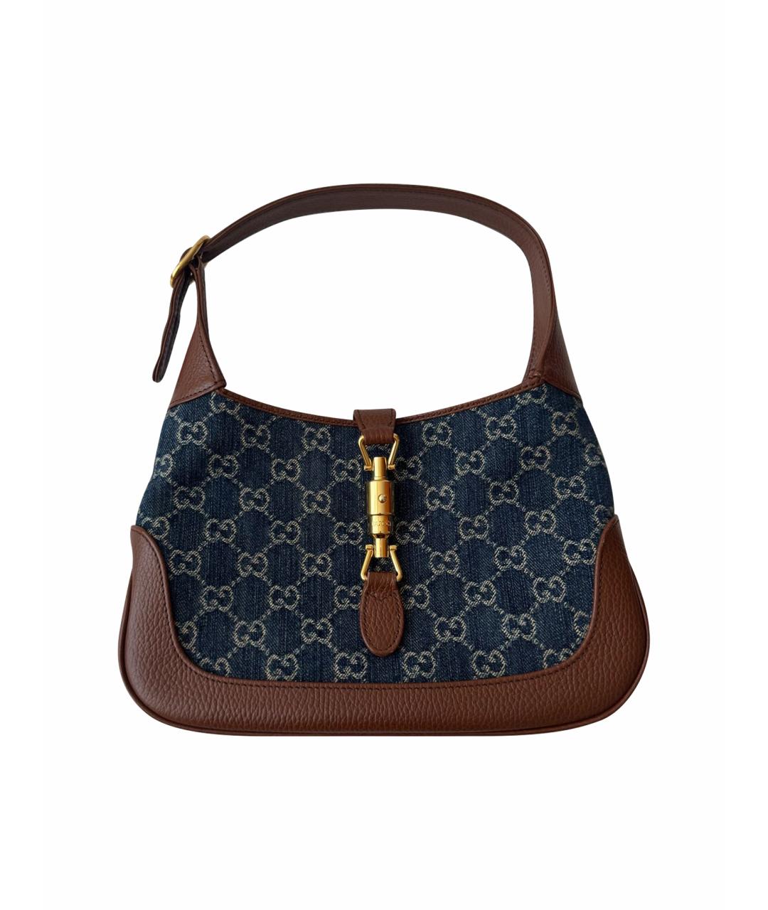 GUCCI Темно-синяя деним сумка с короткими ручками, фото 1