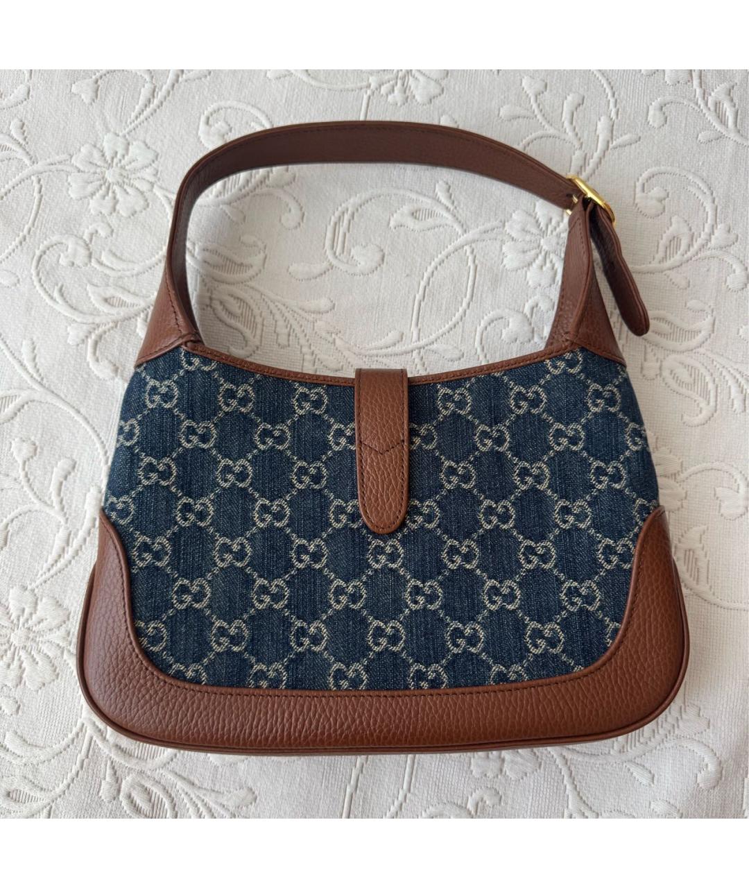 GUCCI Темно-синяя деним сумка с короткими ручками, фото 2