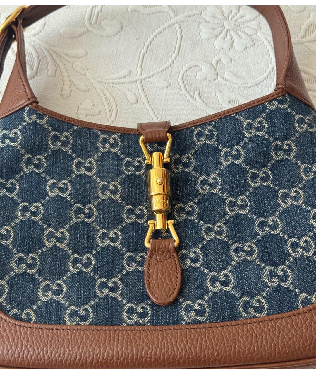 GUCCI Темно-синяя деним сумка с короткими ручками, фото 5