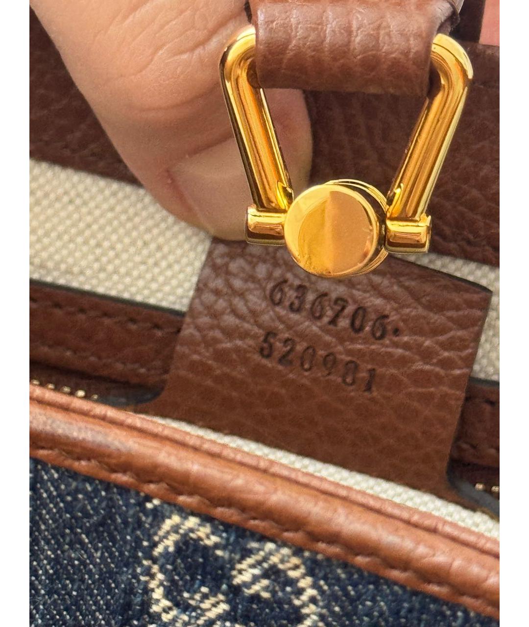 GUCCI Темно-синяя деним сумка с короткими ручками, фото 8