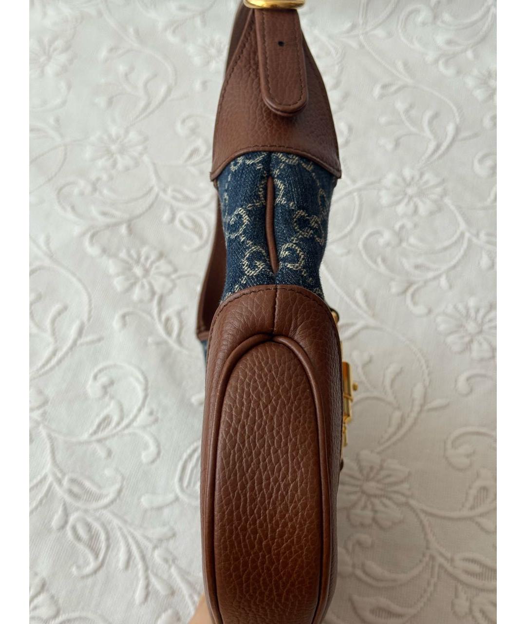 GUCCI Темно-синяя деним сумка с короткими ручками, фото 3