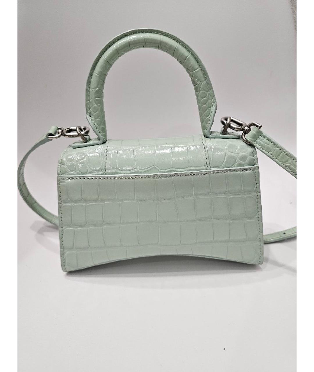 BALENCIAGA Салатовая сумка с короткими ручками из лакированной кожи, фото 3