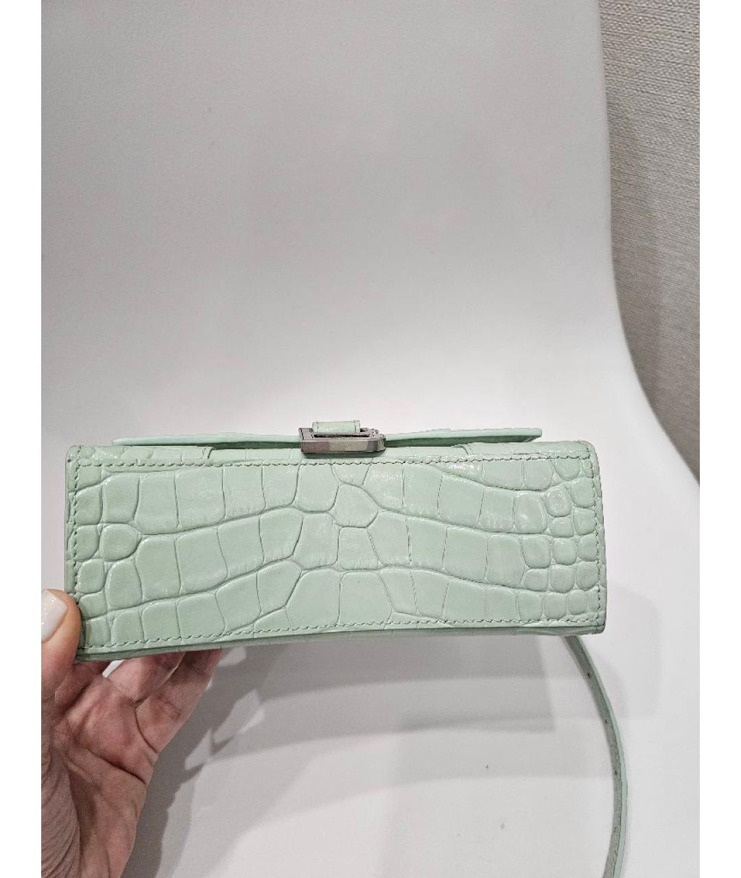 BALENCIAGA Салатовая сумка с короткими ручками из лакированной кожи, фото 6