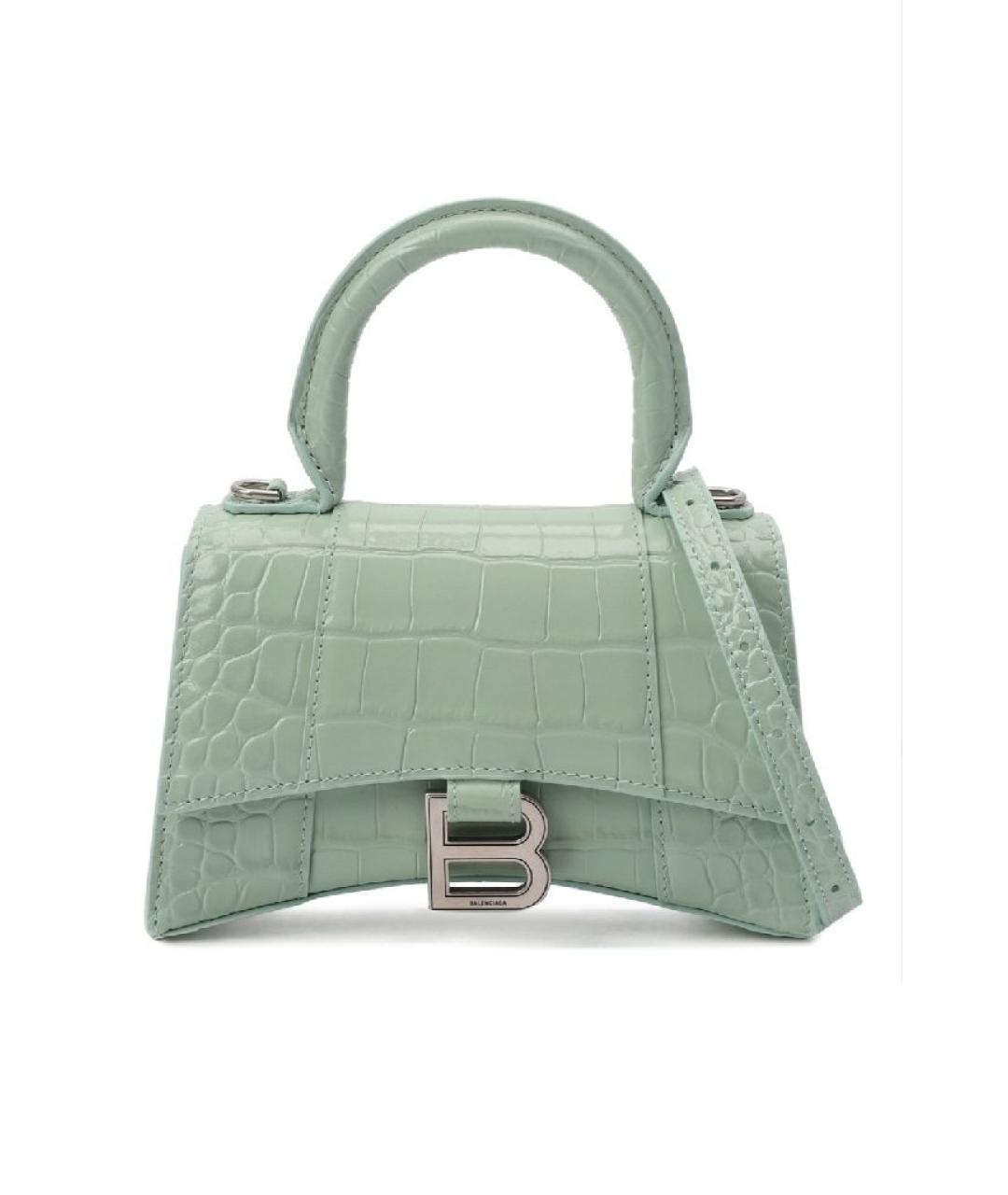 BALENCIAGA Салатовая сумка с короткими ручками из лакированной кожи, фото 1