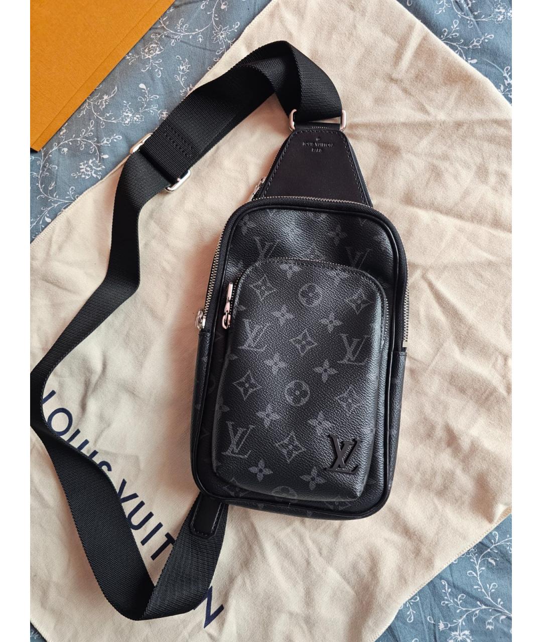 LOUIS VUITTON Темно-синяя кожаная сумка на плечо, фото 6